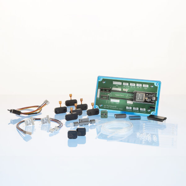 Content of Mixing Kit shown, including pumps, dampers, mp-Multiboard2, valves and accessories