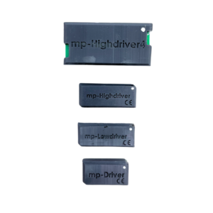 Top down picture of all four drivers to connect to micropumps: mp-driver, mp-lowdriver, mp-Highdriver, mp-Highdriver